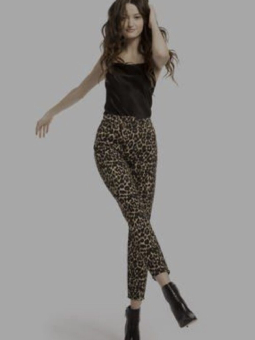 ALICE + OLIVIA EUC ANIMAL PRINT STRAIGHT LEG STRETCH MID RISE DENIM JEANS SZ8